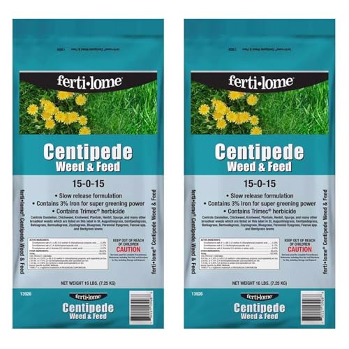 Ferti-Lome Centipede Weed & Feed Lawn Fertilizer 15-0-15 16 lb Bags (2 Pack) Granular Lawn Fertilizer for Centipede and Southern Lawns Covers Up to 10 000 sq ft