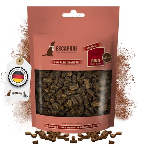 ESCAPURE Softies - Hunde Leckerli aus Rindfleisch in Premium QualitŠt - 98% Muskelfleisch - Softer Protein Trainingssnacks ohne kŸnstliche Zusatzstoffe & Getreide (150g)