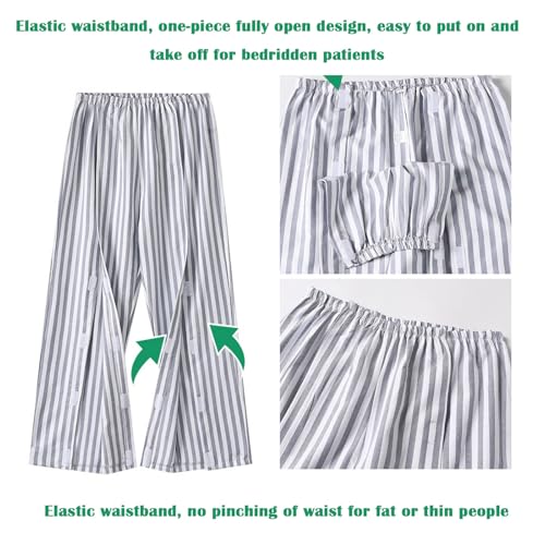 Image of Aylashine Long-Sleeved Bedridden Pajamas Set, Hospital Gowns,Bedridden Patient Clothing,Tear Away Patient Clothes