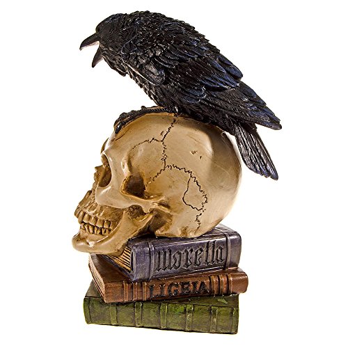 Alchemy Gothic Crâne En Résine Avec Corbeau Style Shakespeare 20cm