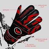 WESTWOOD FOX Rękawice bramkarskie Fingersave, rękawice bramkarskie do piłki nożnej dla dzieci, młodzieży, dorosłych, dłoń z DumboLatex 4+3 mm nadgarstek (CZARNO-CZERWONE, rozmiar 6, odpowiednie dla