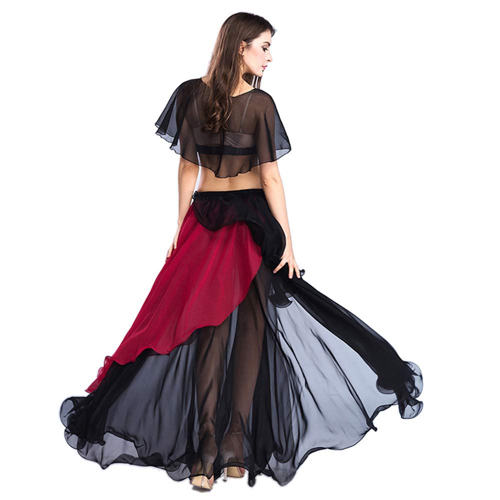 ROYAL SMEELA Bauchtanz Kostüm Damen Bauchtanz Top Rock Set für Frauen Chiffon Langer Rock und Oberteile Tanz Outfit Anzug Patchwork Tänzerin Kostüm Maxirock Übungskleidung bauchtänzerin kostüm