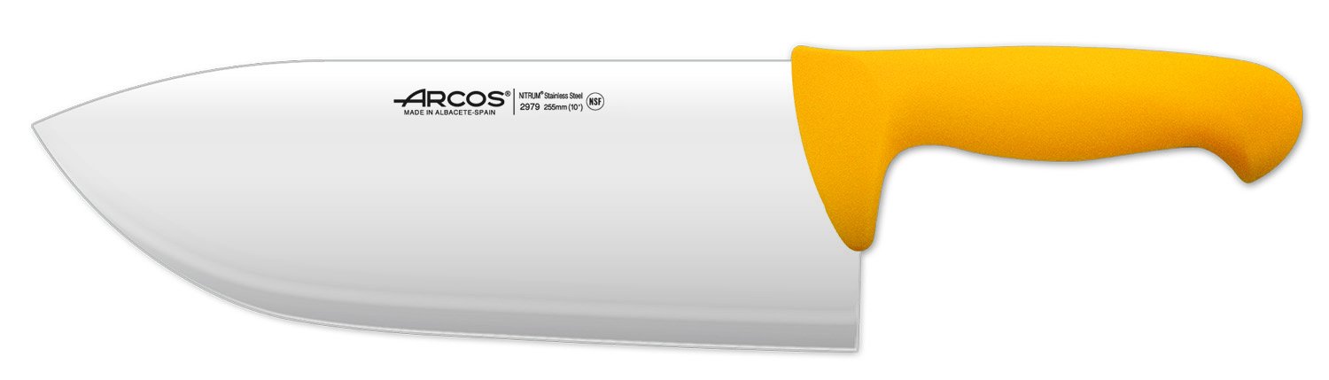 Couteau De Boucher Arcos 2900 - Lame 25 Cm Acier Nitrum - Manche Jaune Polypropylène - Pour Usage Pro
