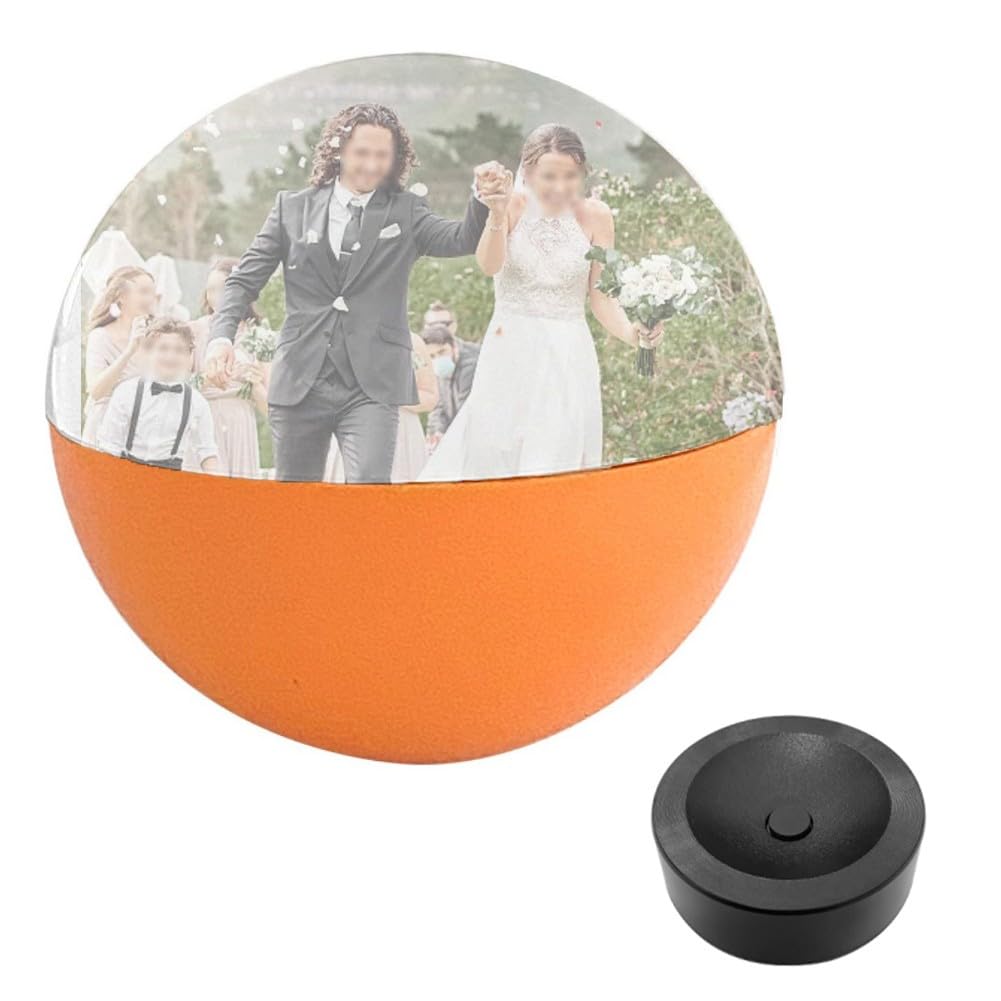 Personalized 7CM WiFi Crystal Video Ball with LED Lights for Anniversaries, Birthdays, Weddings, Black orange