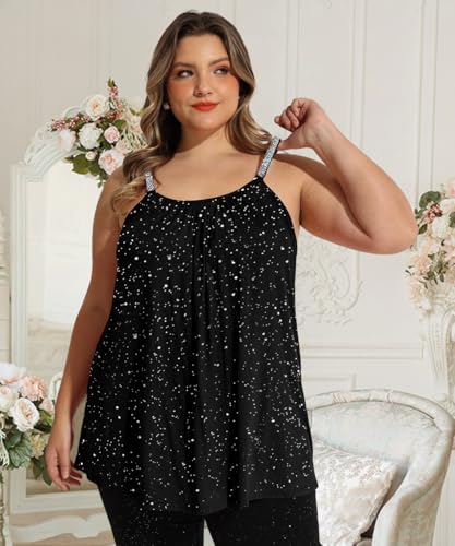 RITERA Women's Plus Size Tank Tops Flowy Tops Adjustable Strappy Loose Shirts XL-5XL2