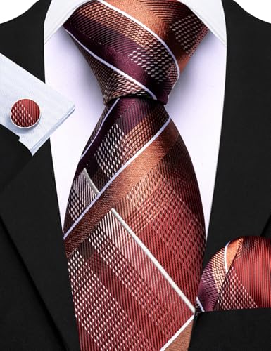 Image of Barry.Wang Designer Mens Tie Sets Collection, Eleagnt Gift Box Tie Clips Handkerchief Cufflink Set