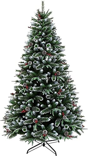 Árbol de Navidad artificial Decoración de árbol de Navidad Árbol de Navidad Pino artificial de PVC Premium con soporte de metal Piña Baya Decoración (Tamaño: 180 cm) (150 cm) ()