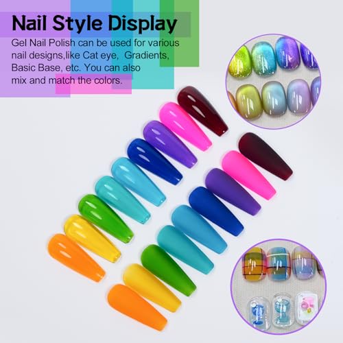 ADHERE Kit de esmaltes em gel translúcido 9 peças - 12ml Esmalte em gel, esmalte em gel Soak Off UV