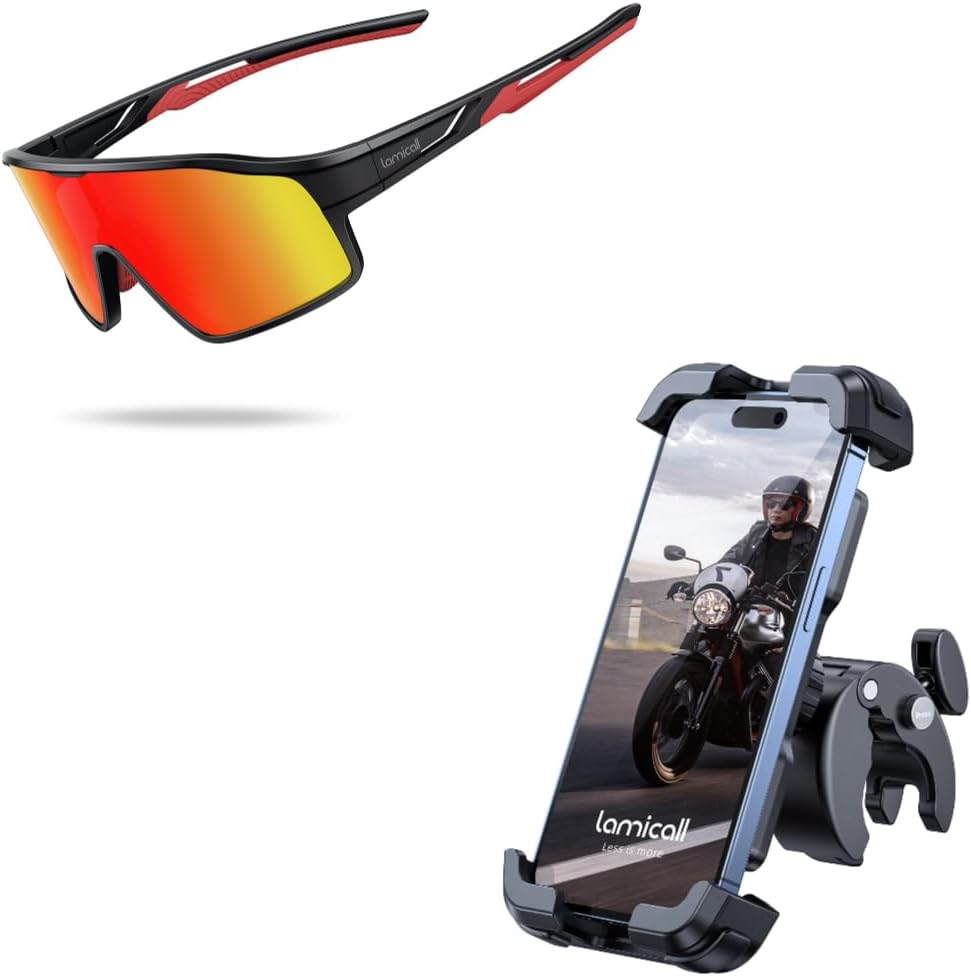 Lamicall Motorcycle Phone Mount + Kids Polarized Sport Sunglasses