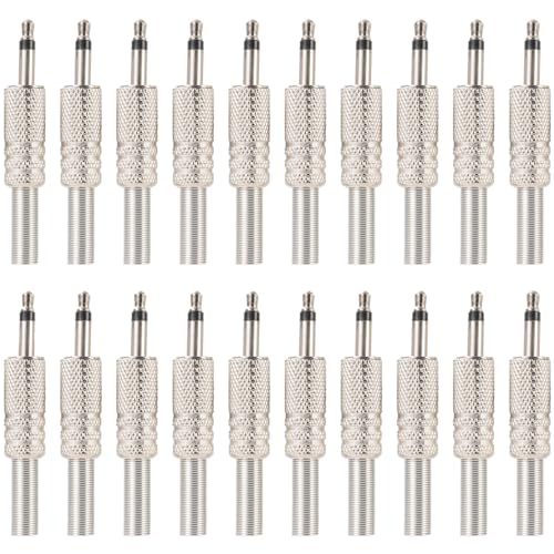 Greluma 20 Piezas Conector Mono de 3,5mm, Conector Jack Macho TS de 1/8', Conector de Cable de Audio Tipo Soldadura de 3,5mm para reparación de Auriculares