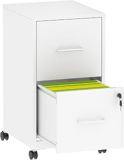2 Drawer File Cabinet with Lock, Metal Rolling Filing Cabinet with Wheels for Letter/Legal/F4/A4 Size,Lockable Small Under Desk File Storage Cabinets for Home Office Black, Assembly Required