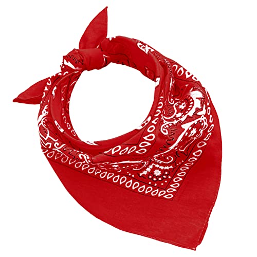 Bandanas 100% algodón, para mujer, hombre, niños, unisex, fantasía paisley, ideal como pañuelo, bandana o bufanda, para el cabello/cuello/muñeca/cabeza, modelo n. 644, rojo, Tagli Unico