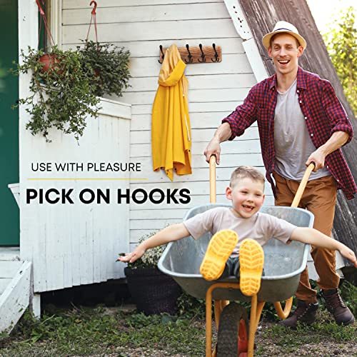 Sayoneyes Wood Coat Rack Wall Mount With 5 Tri Metal Coat Hooks For Hanging – 17 Inch Heavy Duty Premium Solid Pine Wood – Wall Hooks Rack For Bathroom, Bedroom, Entryway (2 Pack) #TOP5