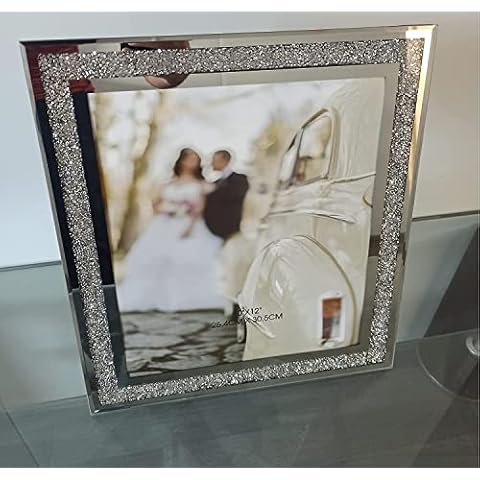Biznest Crushed Crystals Photo Frame Silver Mirrored Crushed Jewel Crystal Diamante Picture Frame (10X12 inch) Cover