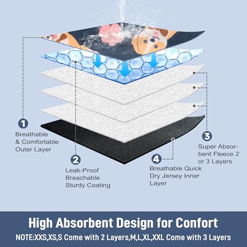 Image of 5 Pack Dog Diapers Male,Reusable Leakproof Pet Soft Dog Belly Band Wraps,High Absorbency Male Dog Diaper,Wider Washable Belly Band for Doggy Incontinence and Puppy Training