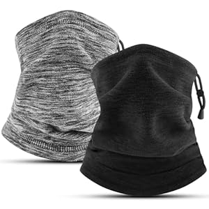 COOLOO 2 Stück Schal Halswärmer Herren Damen, Winter Fleece Winddicht Halstuch Einstellbar Schlauchschal Multifunktionstuch Loop Schal Skimaske Für Laufen Skifahren Radfahren
