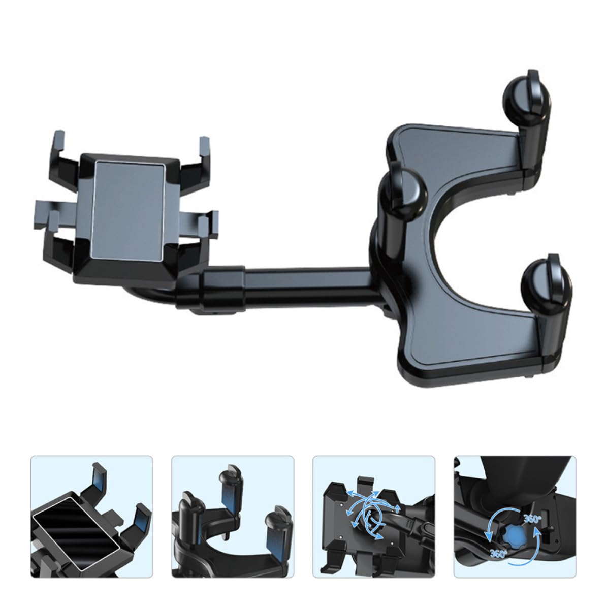 FOMIYES Soporte para Teléfono de Coche Clip Antirrayas Abs y PU | Negro, para Salpicadero del Vehículo, Uso en Conducción, Compatible Navegador y Móvil