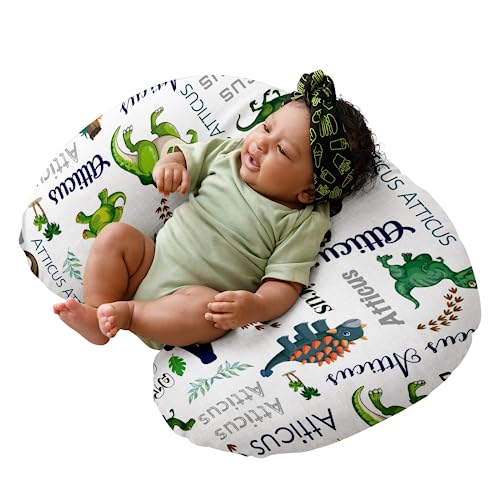 Dyoart Baby Nursing Pillow Cover-Personalized Gifts,Soft Snug Fits On Infant Boys Girls,Custom,Dinosaur,Breathable,Feeding Position Support(one Size)