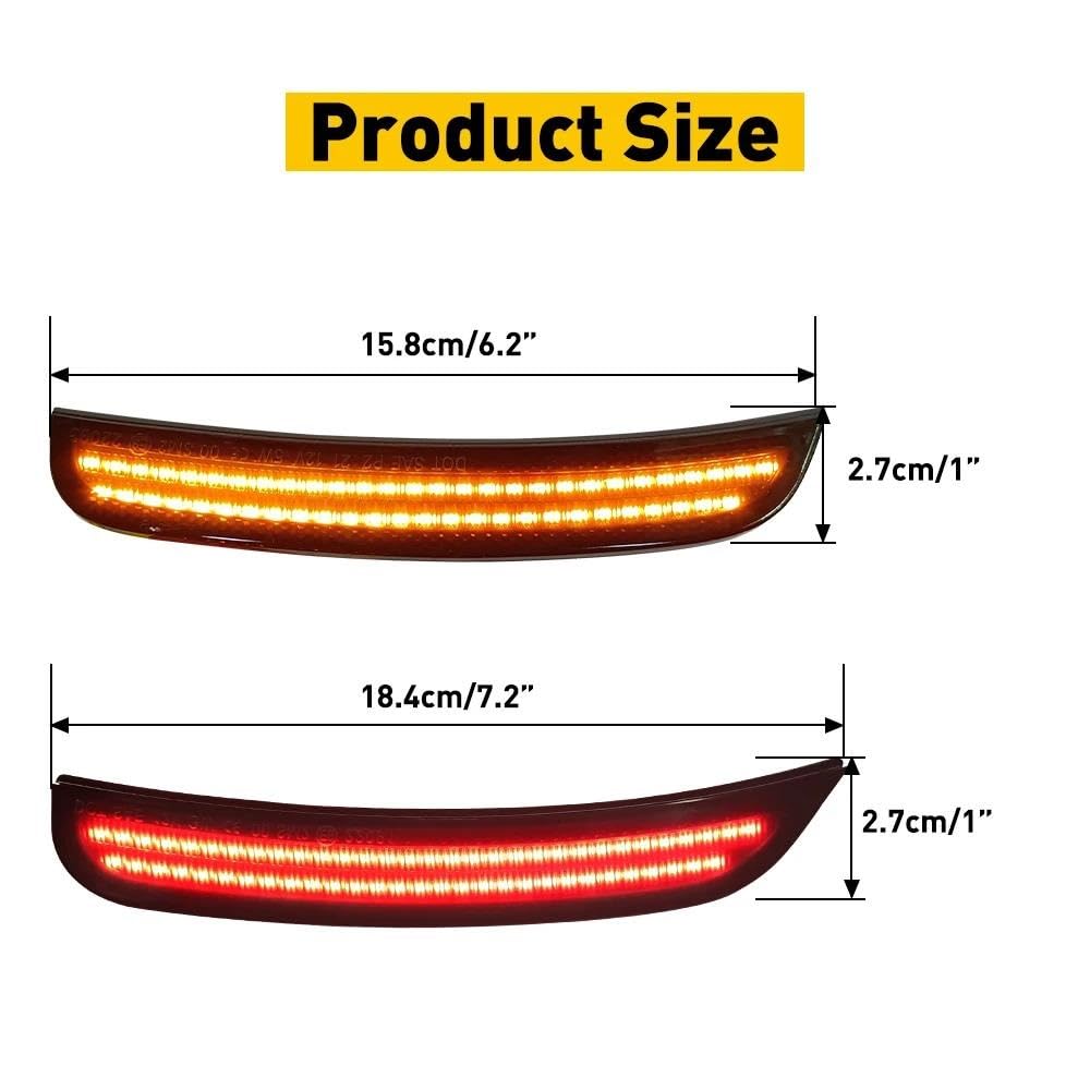 Feux latéraux Pare-chocs Avant Et Arrière Voiture Double Marqueur Latéral LED Brut Clignotant Rouge Ambre Pour Chrysler 300 2015 2016 2017 2018 2019 2020 2021 Clignotant Latéral