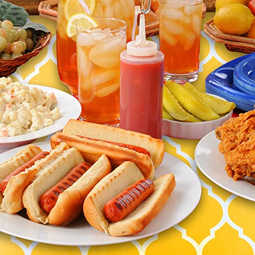 Ruisita 3 Pieces 72 Inches Plastic Picnic Table And Bench Fitted Tablecloth Cover Garden Bench Tablecloth Long Chair Covers Set For Picnics Indoor And Outdoor Dining, Yellow #TOP5