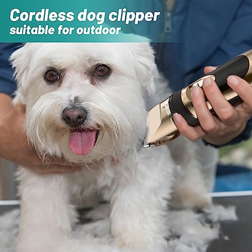 Sjpzwcrl Hundeschermaschine Profi Schermaschine Hund Katze, Wiederaufladbarer Kabelloser Tierhaarschneidemaschine Elektrische Hundetrimmer Kit mit LCD-Display für Hund Katze Haustier