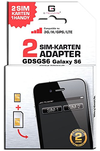 GDSGS6/ 2 Jahre Garantie!/ Mehrsprachig/Zifferncodefähig/Dual SIM DualSIM Adapter Karte Card Samsung Galaxy S6 UMTS/3G/HSDPA/GPS