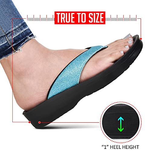 Image of AEROTHOTIC Comfy Arch Support flip flops for women Split Toe Stylish Cushioned Strap with non-slip footbed Walking Dressy Sandals Indoor and Outdoor
