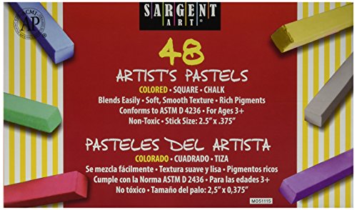 Sargent Art - 22-4148 Non-Toxic Square Chalk Pastel Set In Tray, 3/4 X 2-1/2 In, Assorted Color, Set Of 48 #TOP11
