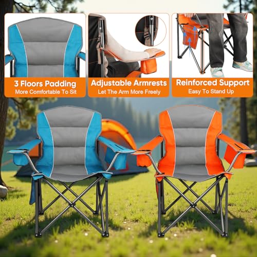 Northroad 2PCS Oversized gepolsterte Campingstuhl, Faltbare Lawn Stuhl w/Cup Holder, Tragetasche für Outdoor-Wandern, Strand, Picknicks, Heavy-Duty 400-lbs Kapazität – Bild 5