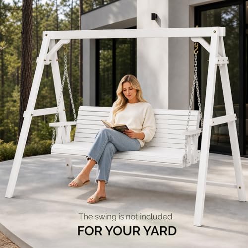 Image of VINGLI 6.9FT Wooden Porch Swing Frame for 5FT Swing, White