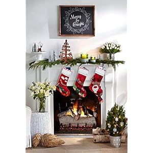 Christmas Stockings, 20" Quilted Lining Large Embroidery Hanging Décor for Fireplace/Xmas Tree, Holiday Party Decoration (Reindeer) Christmas Stockings 20 Quilted Lining Large Embroidery Hanging Decor for FireplaceXmas Tree Holiday Party Decoration Reindeer