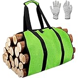 Firewood Carrier Bag Include Cut Proof Gloves Heavy Duty Firewood Holder Log Tote Bag, For Fireplace