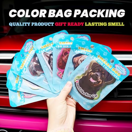 Image of 14 Pack Long Lasting Bulk Car Fresheners Hanging Cute Dog Design Car Fragrance Refresher Gifts for Dog Lovers