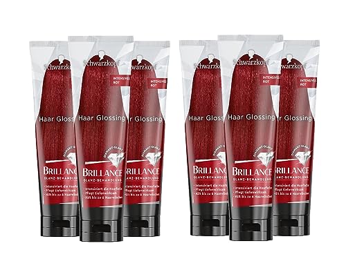 Brillance Tratamiento de brillo para el cabello, color rojo intesivo (6 x 150 ml), color temporal que se puede aplicar como una mascarilla capilar, dura hasta 6 lavados