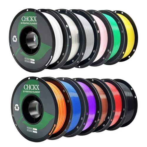 CHCKX 12Rolls PETG 3D Printer Filament Bundle 1kg Spool 1.75 mm Multicolor