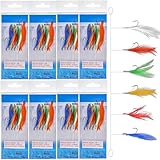 Fishing Bait Rigs 8 Pack Mackerel Feather Rig Fishing Lures Saltwater Freshwater Multicolor Fishing Bait Rigs with String Hook Lure Tackle Jig