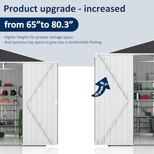 Image of AirWire 10x10 FT Storage Shed, Garden Shed with Updated Frame Structure and Lockable Doors, Metal Tool Sheds for Backyard Garden Patio Lawn, Grey