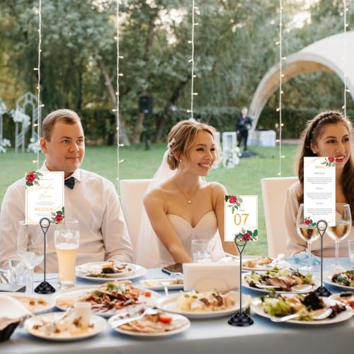 Image of 12 Pcs Table Number Holders Black 8 Inch Metal Place Card Holders Table Number Stands Tabletop Sign Stands for Photos, Menu, Memo, Notes, Wedding, Restaurant, Banquet, Birthday
