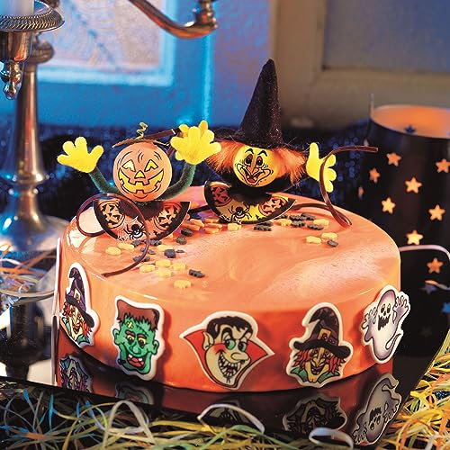 Günthart 100 Stück Halloween essbare Tortendeko Motive aus Persipan mit 8 verschiedene Motiven, 1er Pack (317 gr)