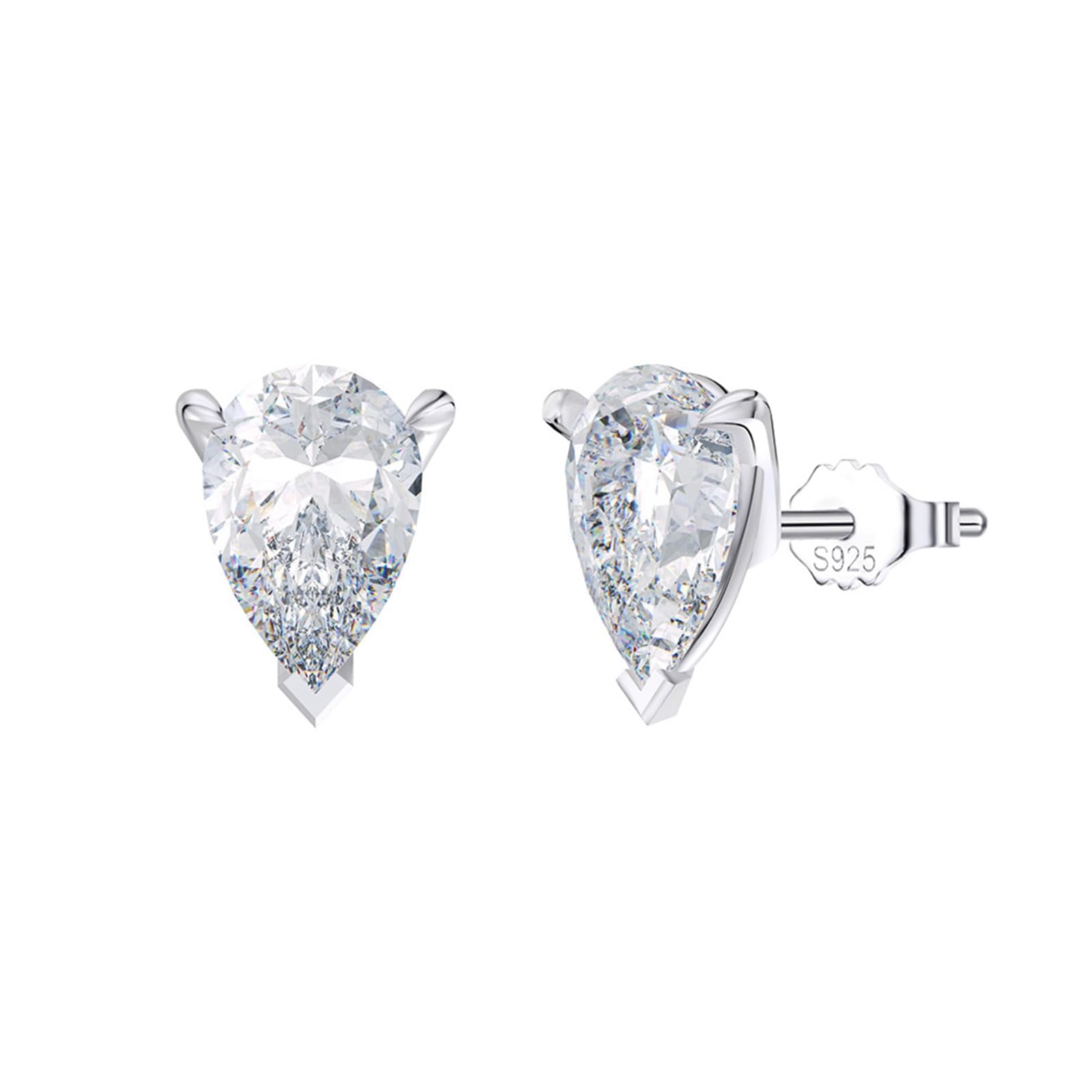Epinki 925 Silber Ohrringe Mädchen, Poliert C Form Silber Ohrringe Vintage mit Zirkonia, Ohrringe Damen Echt Sterlingsilber für Frauen, Silber