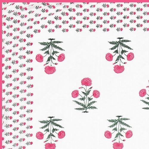 Image of BLOCKS OF INDIA 100% Cotton Dohar King Size Reversible Hand Block Printed Malmal Summer Dohar /Blanket (Color 47)