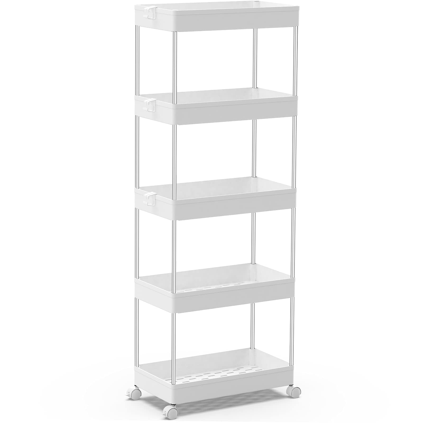 SPACEKEEPER 5Tier Storage Cart, Bathroom Storage Organizer Rolling