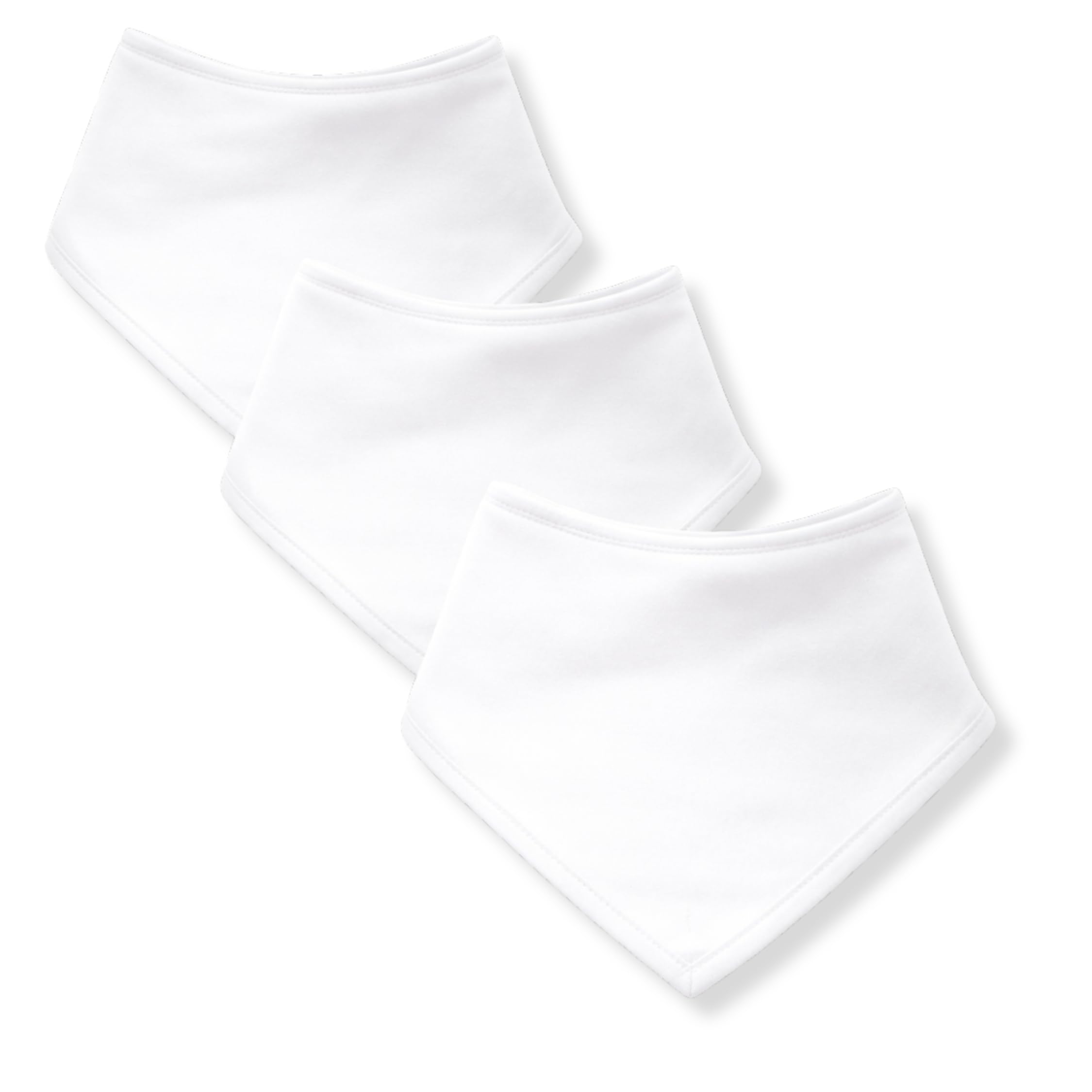 Baby Togs Men's White Baby Bandana Bibs 3 Pack, 100% Cotton Dribble Bibs For Boys & Girls 0-24 Months, Teething Bib, Milk Feeding Bib One Size