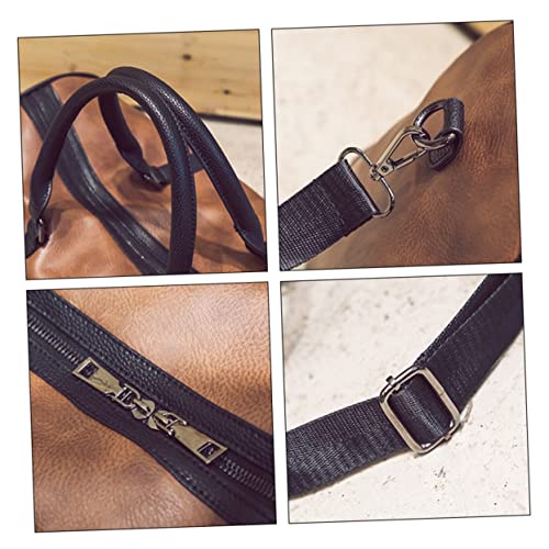 Men's Pu Leather Duffle Bag Travel Shoulder Bag Rolling Suitcase Sleeve Overnight Compact for Business Weekend Shopping3