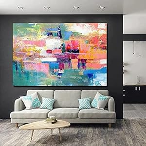 Landschap Olieverfschilderijen Wall Art Canvas Schilderij Kleurrijk Kleurblok Abstracte Foto’s voor Woonkamer Decoratie…