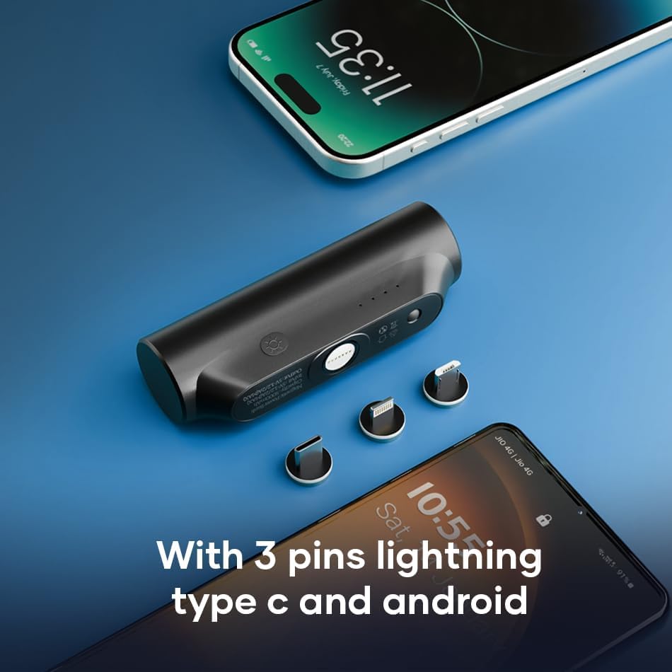 Image of alain Magnetic Charging Tips Set 3 In 1 Replacement Connector Kit For Wireless Charging Cable And Power Bank | USB Type C, Micro USB, Lightning Connector Tips