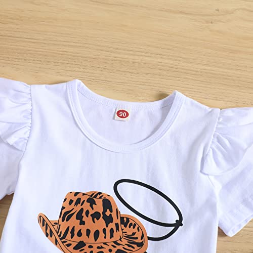 CM C&M WODRO Toddler Baby Girl Bell Bottom Outfits Western Cowgirl Flying Sleeve T Shirt + Boho Flared Bell Bottom Pants3