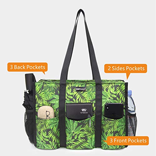 Image of TOPDesign Utility Water Resistant Tote Bag with 13 Pockets, Top Zipper Closure & Thick Bottom Support, for Working Women