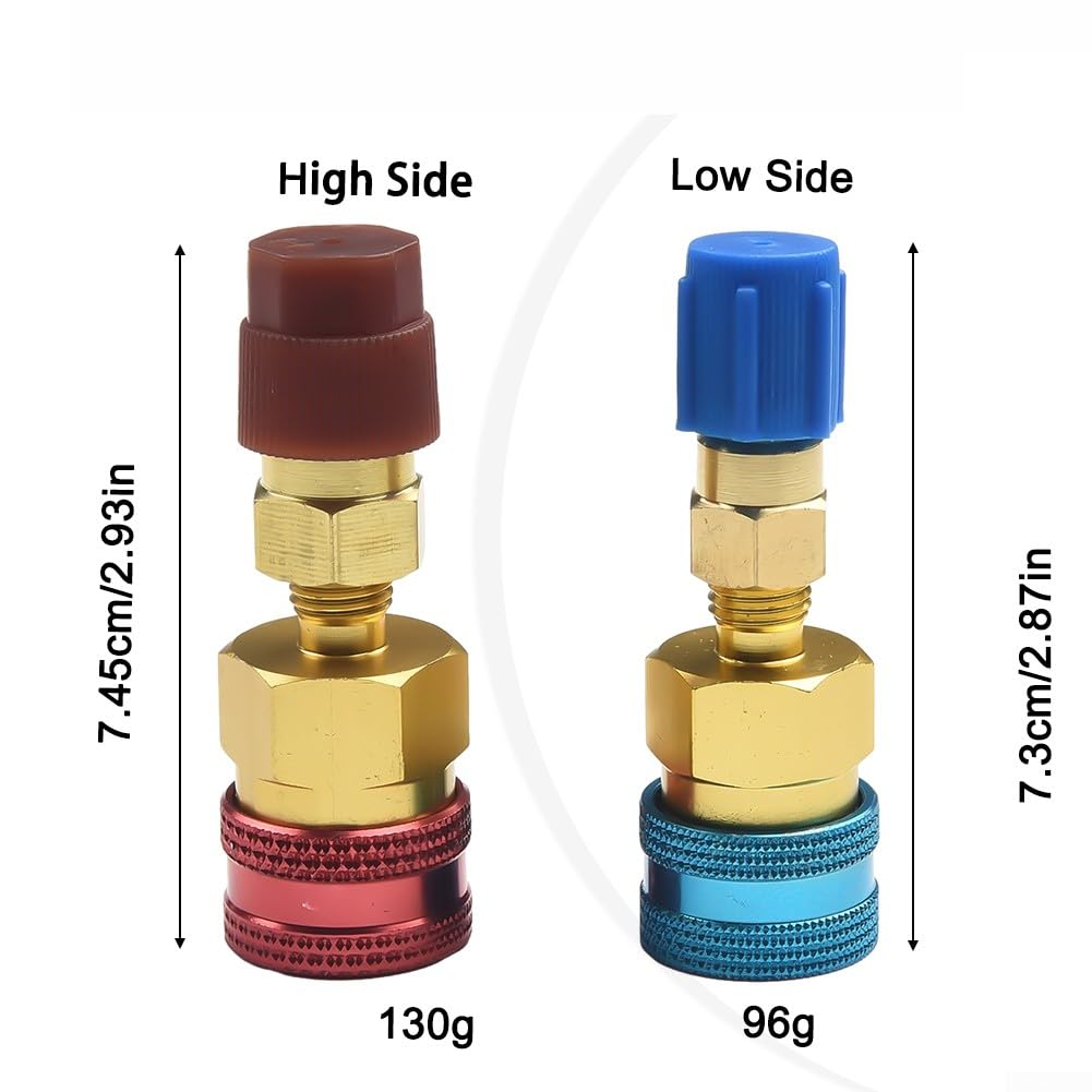 Lot de 2 adaptateurs de connecteur de coupleur rapide, adaptateur R1234yf vers R134a, kit de conversion de connecteur latéral haut et bas pour charge CA R-1234yf système de climatisation raccord de