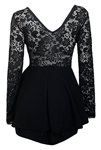 eVogues Plus Size Lace Overlay Romper Dress2